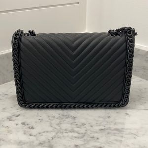Aldo Chevron Black Bag With Black Hardware